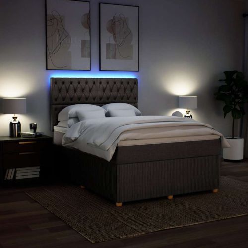 Боксспринг легло с матрак, таупе, 140x200 см, плат