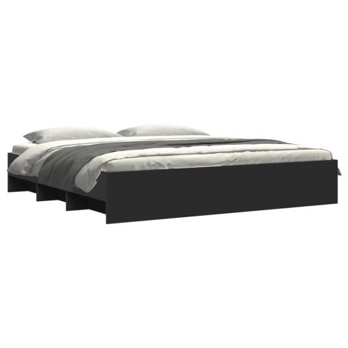 Рамка за легло, черна, 200x200 см, инженерно дърво