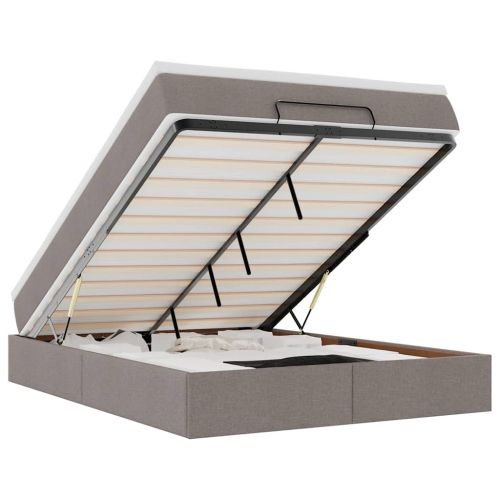 Османска легло с матрак, таупе, 140x200 см, плат