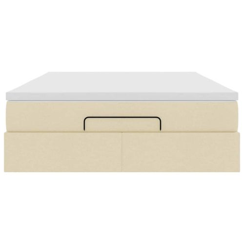 Османска легло с матрак, кремаво, 140x200 см, плат
