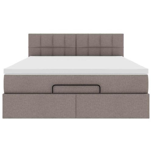 Османска легло с матрак, таупе, 140x200 см, плат