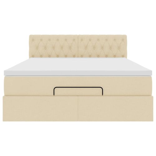 Османска легло с матрак, кремаво, 140x200 см, плат