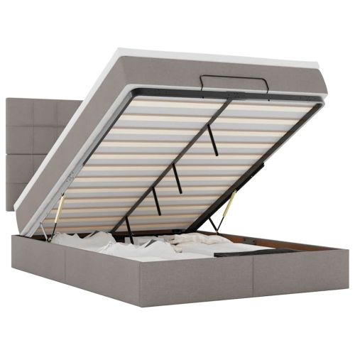 Османска легло с матрак, таупе, 140x200 см, плат