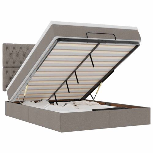 Османска легло с матрак, таупе, 140x200 см, плат