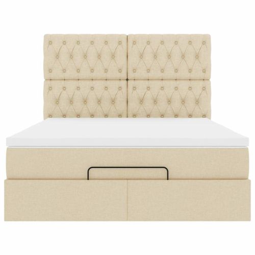 Османска легло с матрак, кремаво, 140x200 см, плат