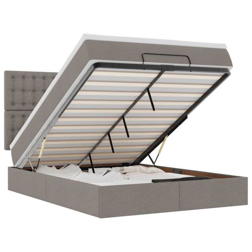 Османска легло с матрак, таупе, 140x200 см, плат