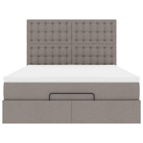 Османска легло с матрак, таупе, 140x200 см, плат