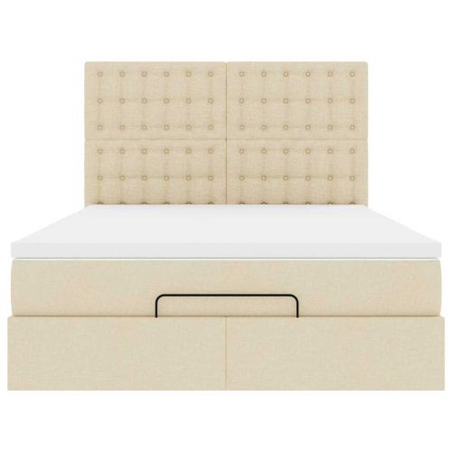 Османска легло с матрак, кремаво, 140x200 см, плат