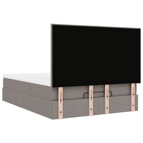 Османска легло с матрак и LED, таупе, 140x200 см, плат