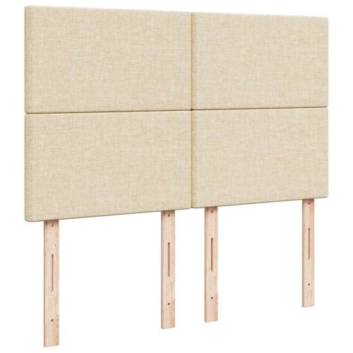 Османска легло с матрак и LED, кремаво, 140x200 см, плат