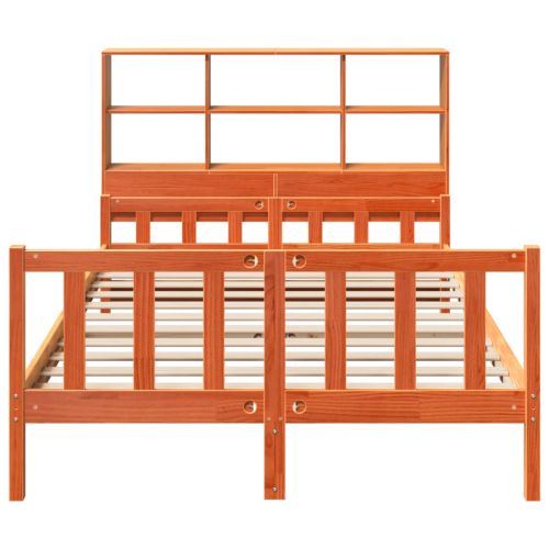 Легло с етажерка за книги, без матрак, 160x200 см, дърво масив