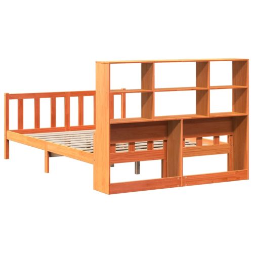 Легло с етажерка за книги, без матрак, 160x200 см, дърво масив