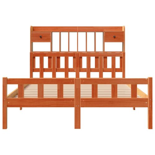 Легло с етажерка за книги, без матрак, 160x200 см, бор масив