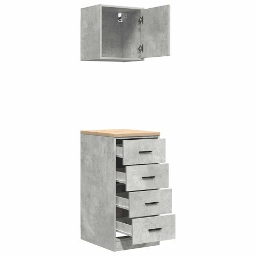 гаражни шкафове, 2 бр, бетонно сиви, инженерно дърво
