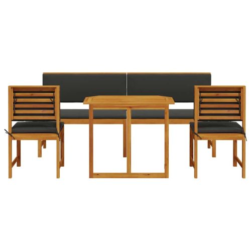 Градински бистро комплект 5 pcs Кафяво Солидно акациево дърво