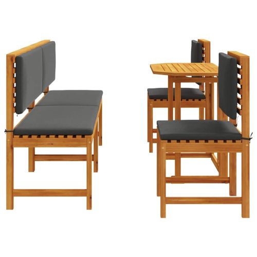 Градински бистро комплект 5 pcs Кафяво Солидно акациево дърво