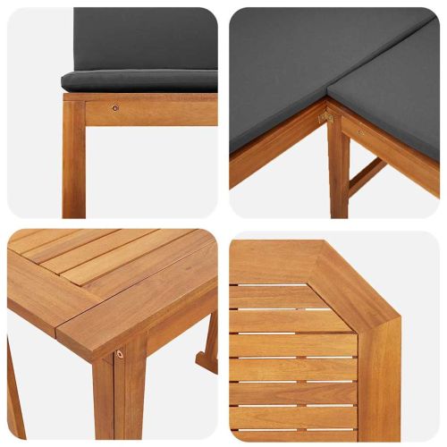 Градински бистро комплект 5 pcs Кафяво Солидно акациево дърво