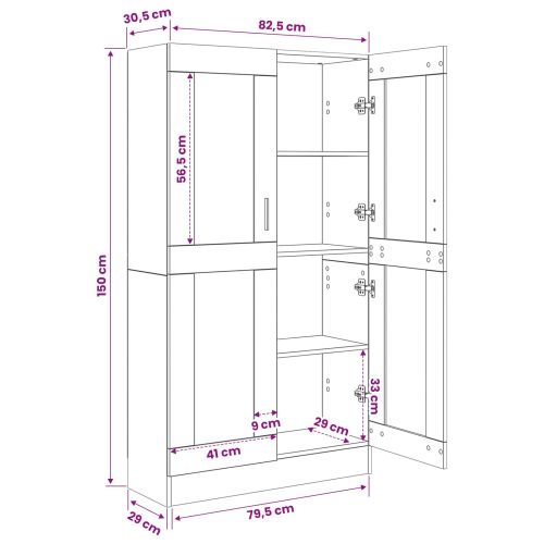 Шкаф за книги Черния дъб 82,5 x 30,5 x 150 см Инженерно дърво