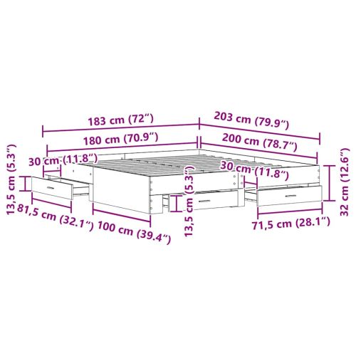 Рамка за легло Старо дърво 180 x 200 cm Инженерно дърво