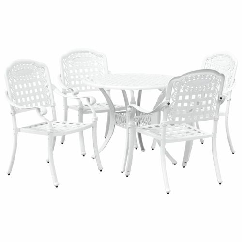 Комплект за хранене в градината 5 pcs Бяло Алуминий