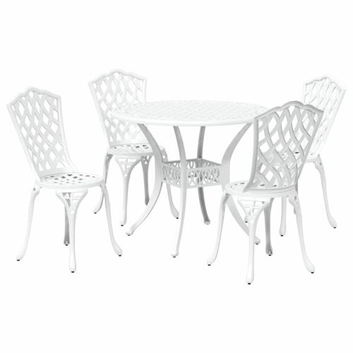 Комплект за хранене в градината 5 pcs Бяло Алуминий