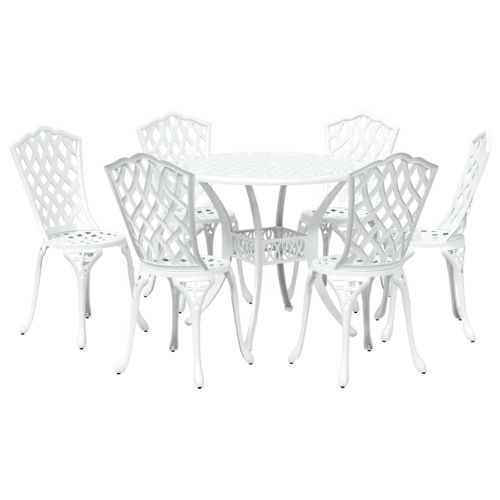 Комплект за хранене в градината 7 pcs Бяло Алуминий