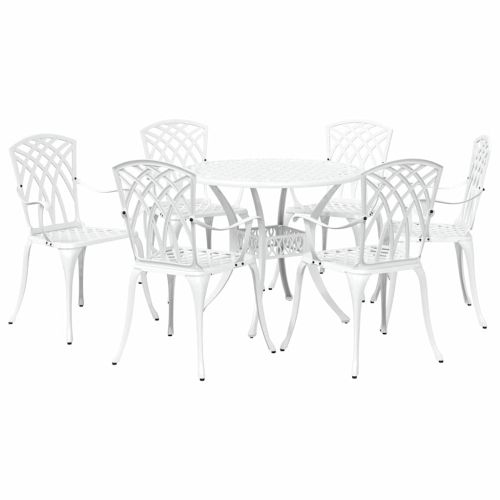 Комплект за хранене в градината 7 pcs Бяло Алуминий