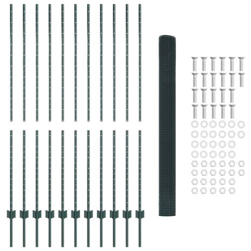 Ограда с пост Зелен 1,5 x 25 m Стомана