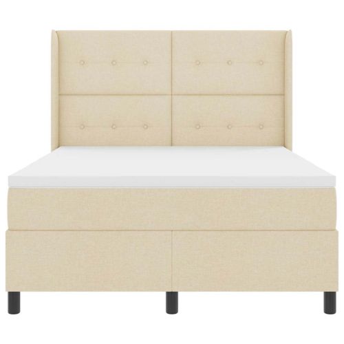 LED кутия за пружини с легло с матрак Крем 140 x 200 cm текстил