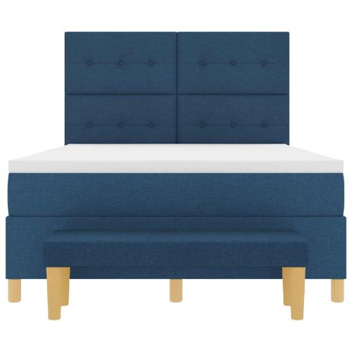 Легло с пружинирана основа с таблото Синьо 200 x 140 cm текстил