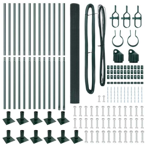 Стълб за ограда. Зелен 25 x 1,5 м (25 x 25 мм мрежа) Стомана
