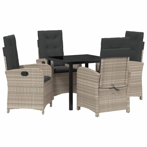 Комплект за хранене в градината 5 pcs Светлосиво полиратан