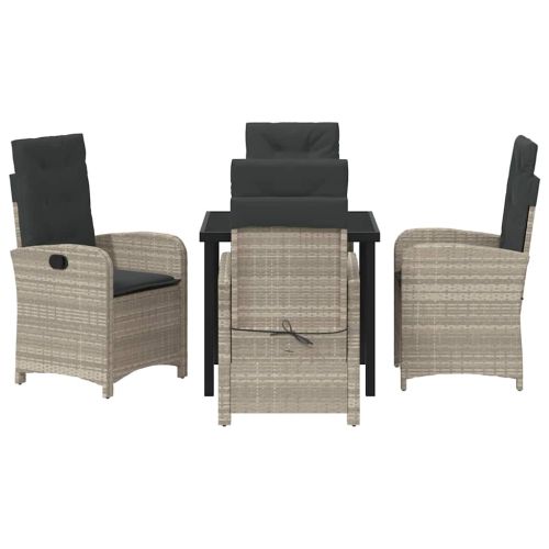 Комплект за хранене в градината 5 pcs Светлосиво полиратан