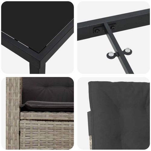 Комплект за хранене в градината 5 pcs Светлосиво полиратан