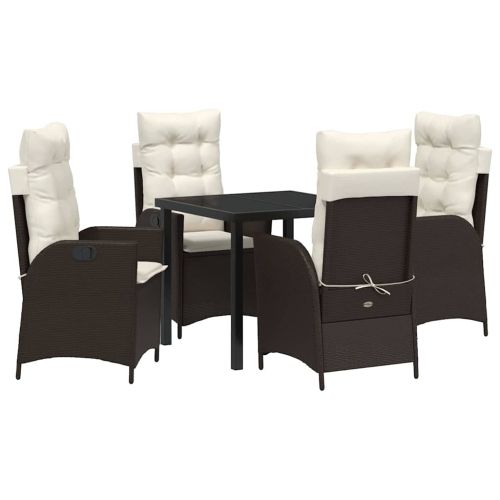 Комплект за хранене в градината 5 pcs Кафяво полиратан