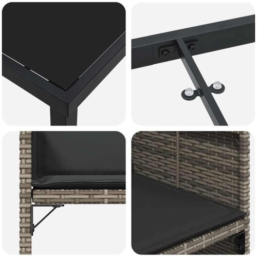 Комплект за хранене в градината 5 pcs Сив полиратан