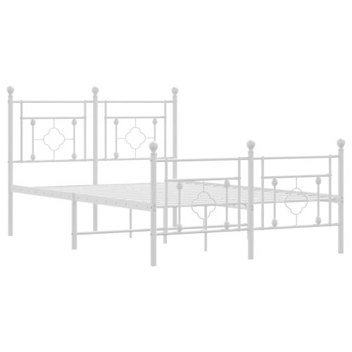 Метална рамка за легло с горна и долна табла, бяла, 120x200 см