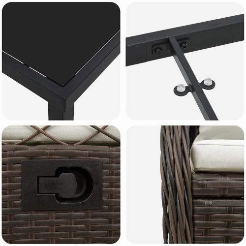 Комплект за хранене в градината 5 pcs Кафяво полиратан