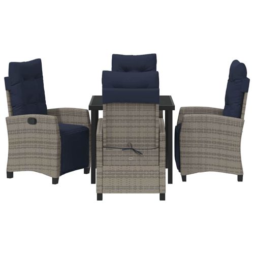 Комплект за хранене в градината 5 pcs Сив полиратан