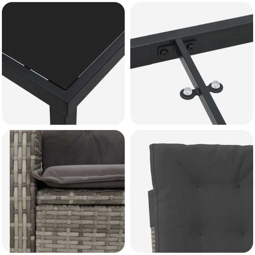 Комплект за хранене в градината 5 pcs Сив полиратан