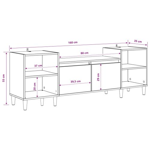 ТВ шкаф Черния дъб 160 x 35 x 55 см Инженерно дърво