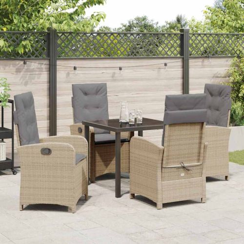 Комплект за хранене в градината 5 pcs Бежово полиратан