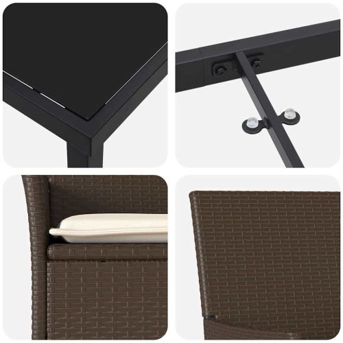 Комплект за хранене в градината 5 pcs Кафяво полиратан