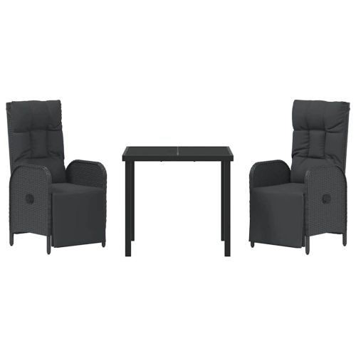 Комплект за хранене в градината 3 pcs Черно полиратан