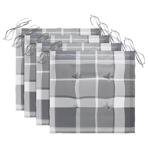 Стифиращи градински столове с възглавници, 4 бр, тик масив