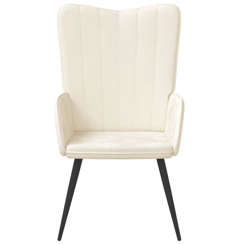 Релаксиращ стол, кремавобял, кадифе