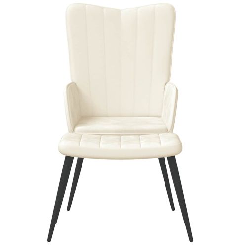 Стол за релакс с табуретка, кремавобял, кадифе