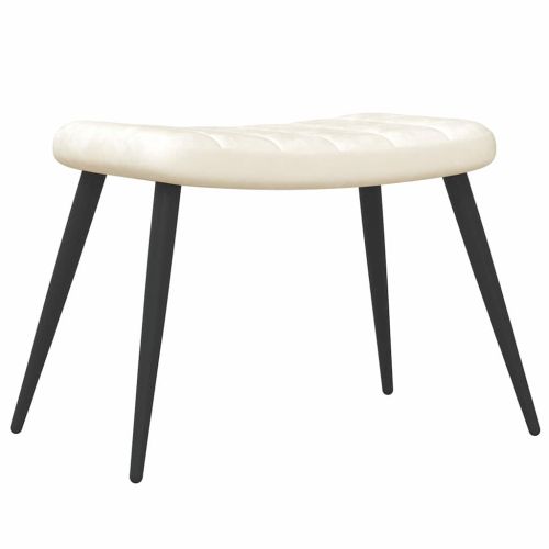 Стол за релакс с табуретка, кремавобял, кадифе