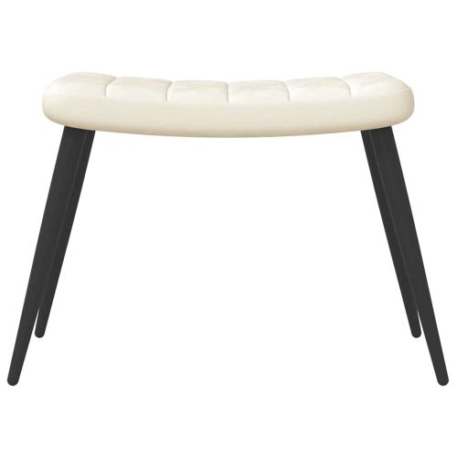 Стол за релакс с табуретка, кремавобял, кадифе