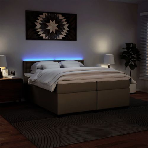 Боксспринг легло с матрак, капучино,200x200 см, изкуствена кожа